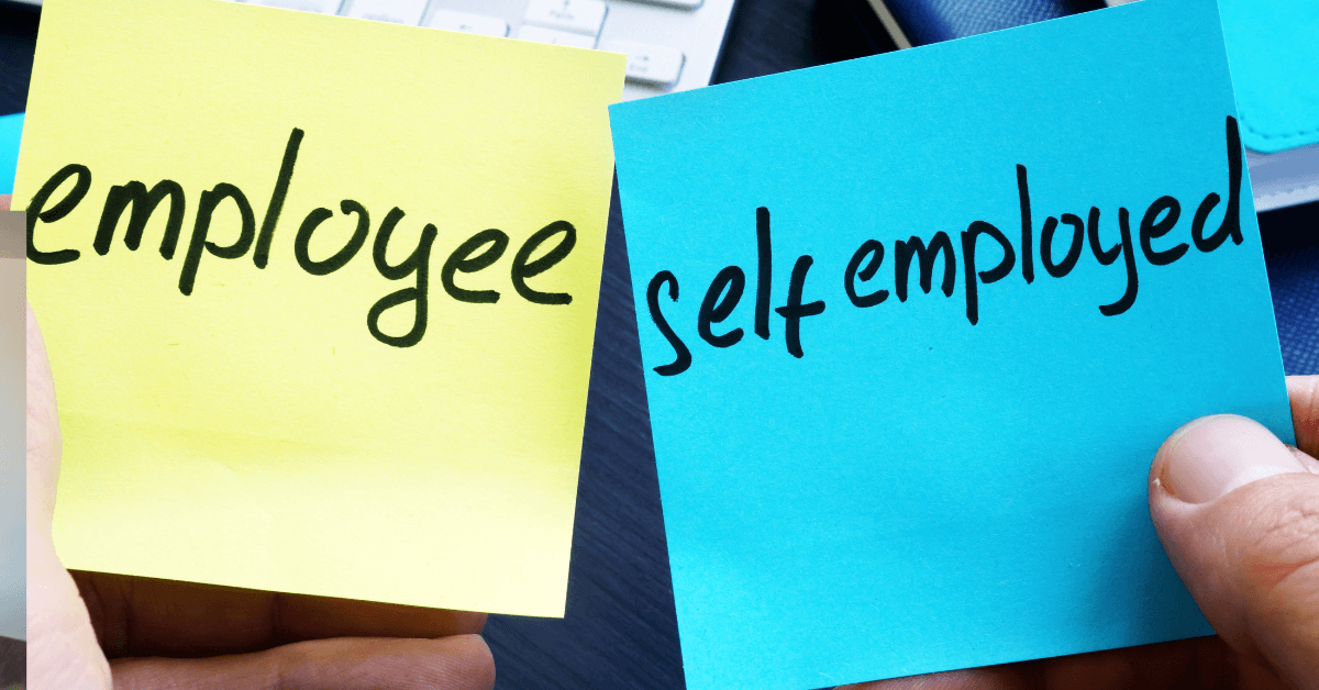 two post-it notes, one saying employee and the other self-employed