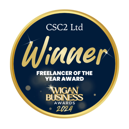 Freelancer of the Year Award Winners badge from the Wigan Business Awards